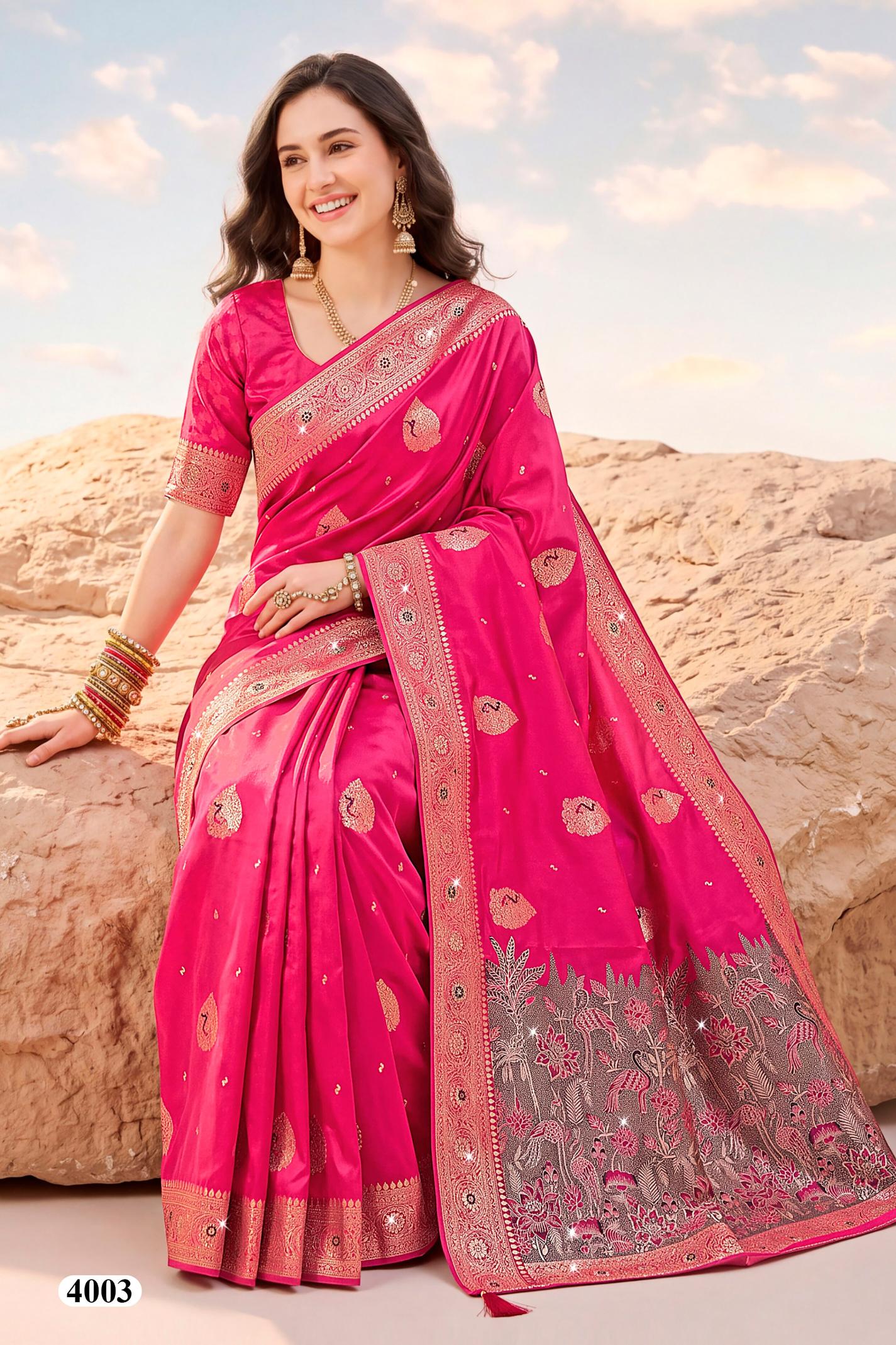 Saroj Advika Satin saroski vol.4 satin silk saree in surat price wholesale