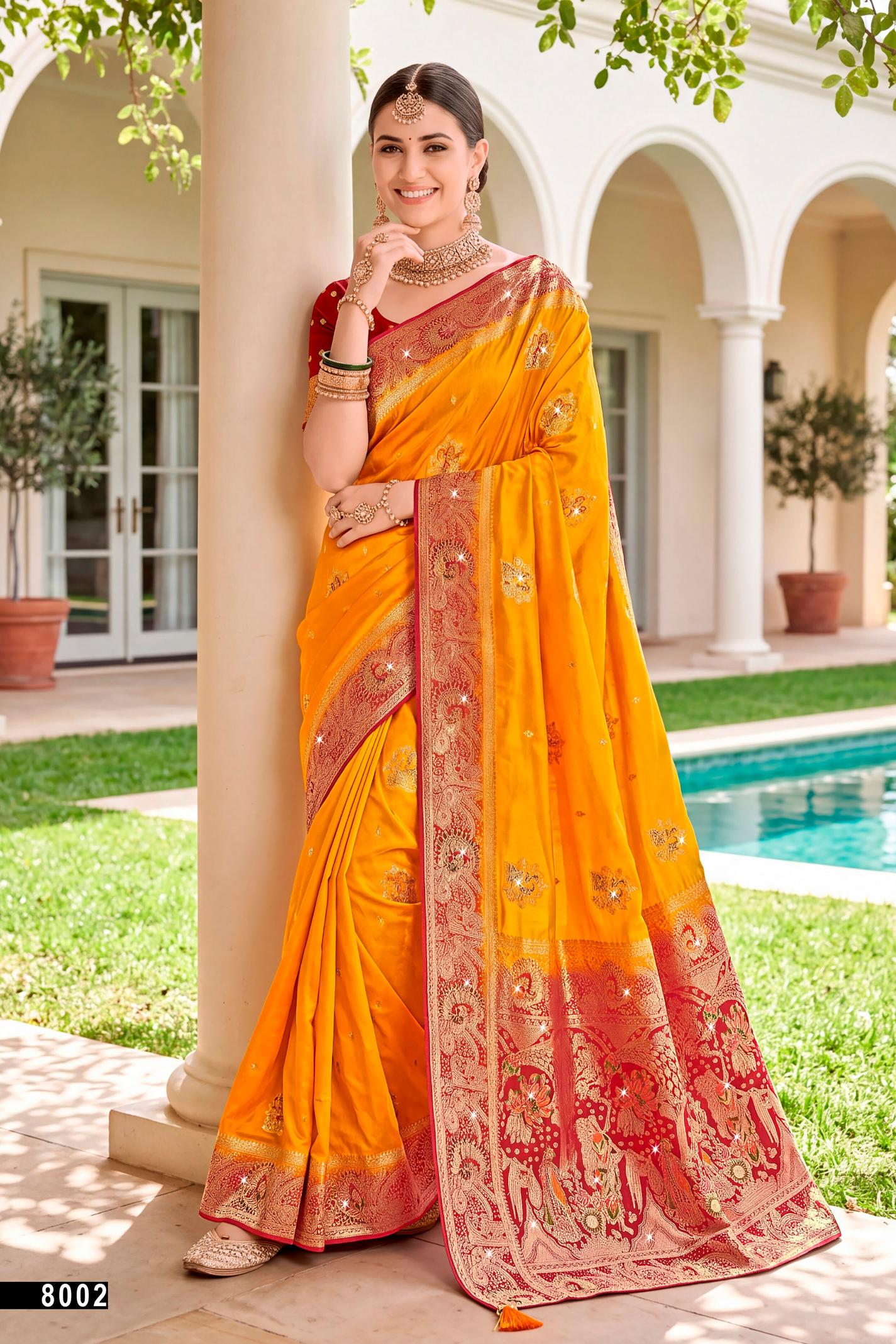 Saroj Albeli satin saroski vol.8 silk saree in surat price wholesale