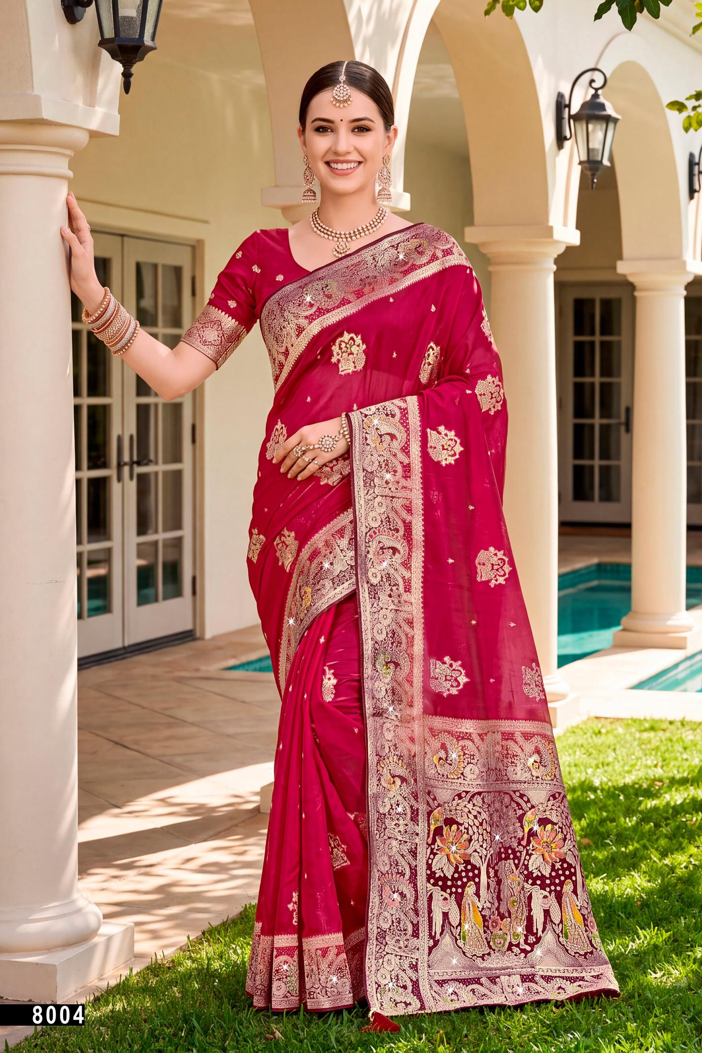 Saroj Albeli satin saroski vol.8 silk saree in surat price wholesale