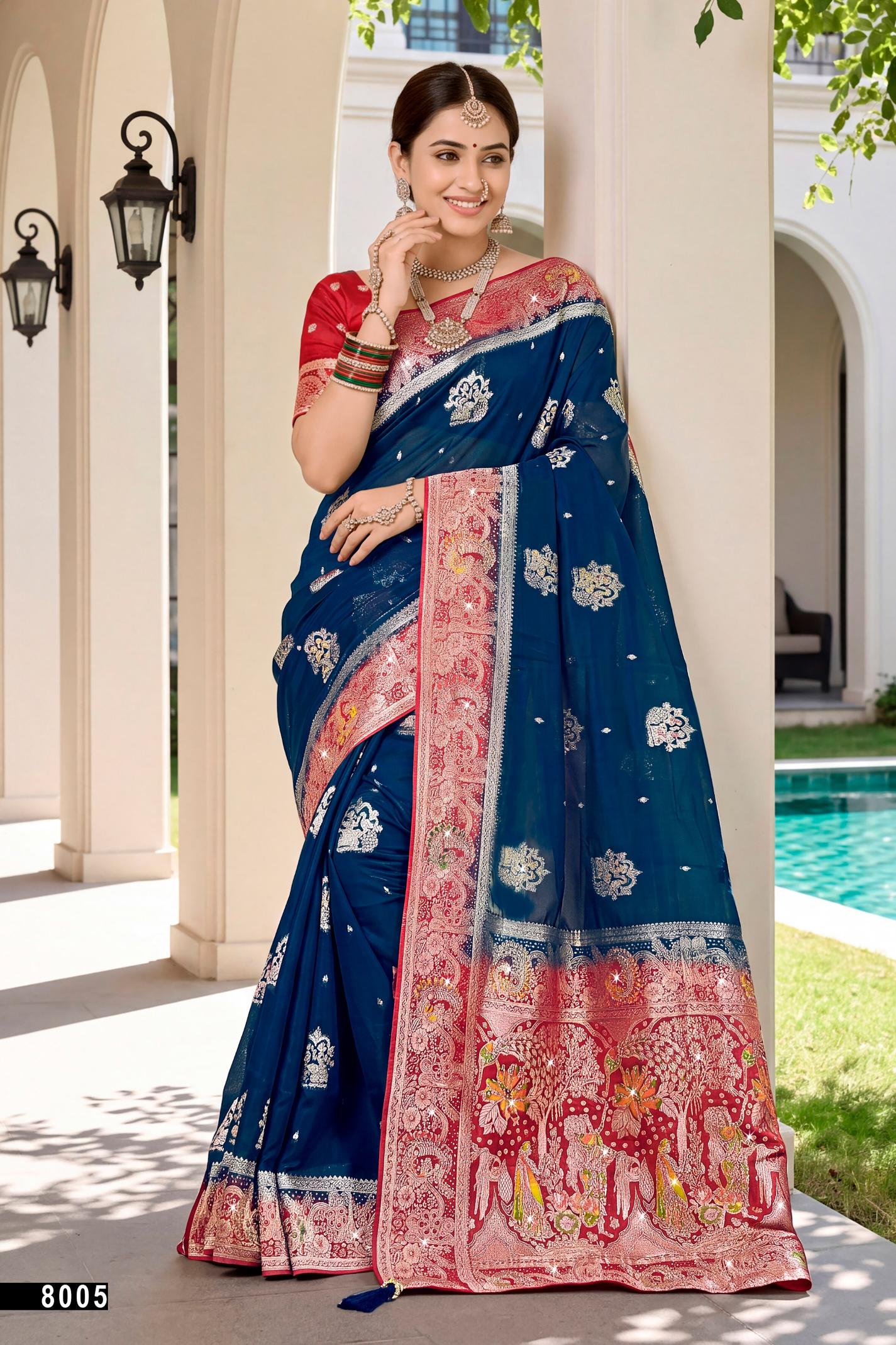 Saroj Albeli satin saroski vol.8 silk saree in surat price wholesale