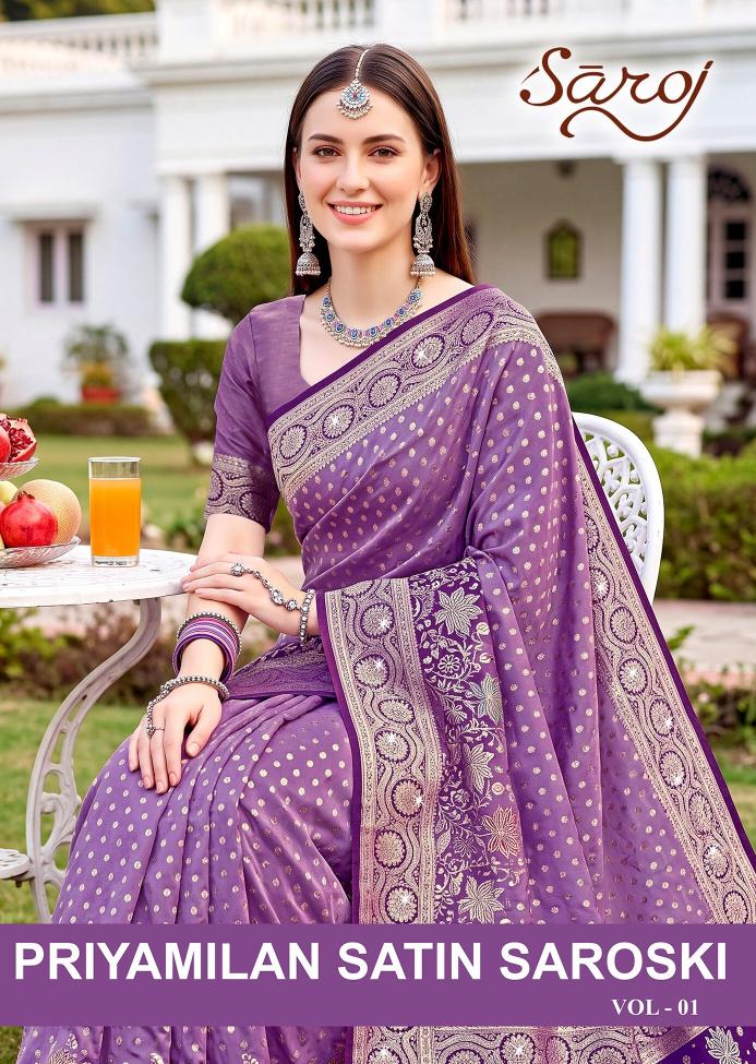 Saroj Priyamilan satin saroski vol.1 Silk saree in surat with price wholesale