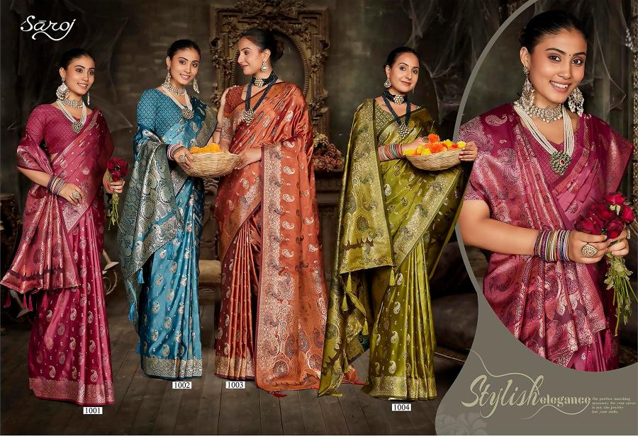 Saroj Sparsh satin saroski vol.1 satin silk saree in surat with price wholeasle
