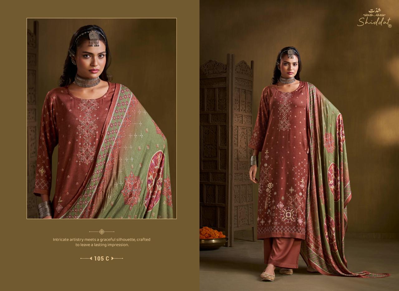 Shiddat Calista 105 catalog wholesale unstitched salwar kameez suppliers