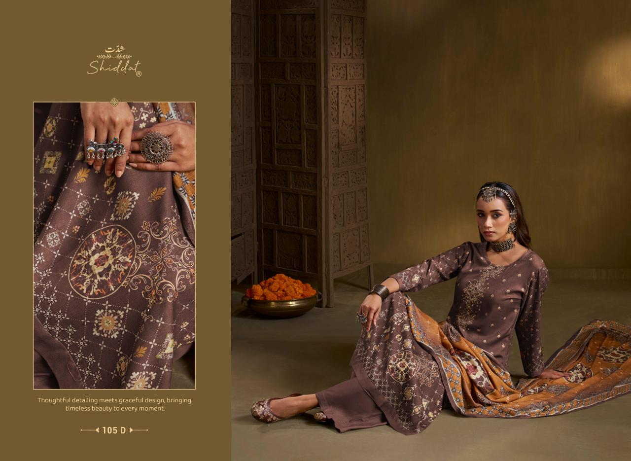 Shiddat Calista 105 catalog wholesale unstitched salwar kameez suppliers