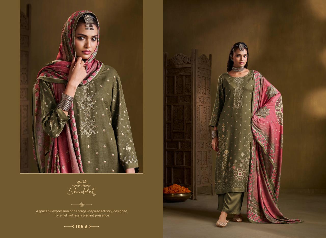 Shiddat Calista 105 catalog wholesale unstitched salwar kameez suppliers