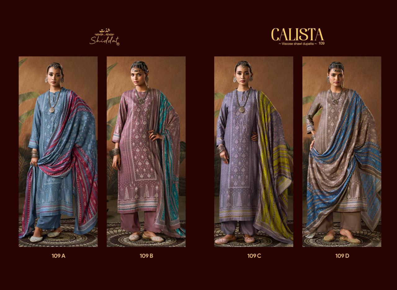 Shiddat Calista 109 catalog designer salwar kameez wholesalers india