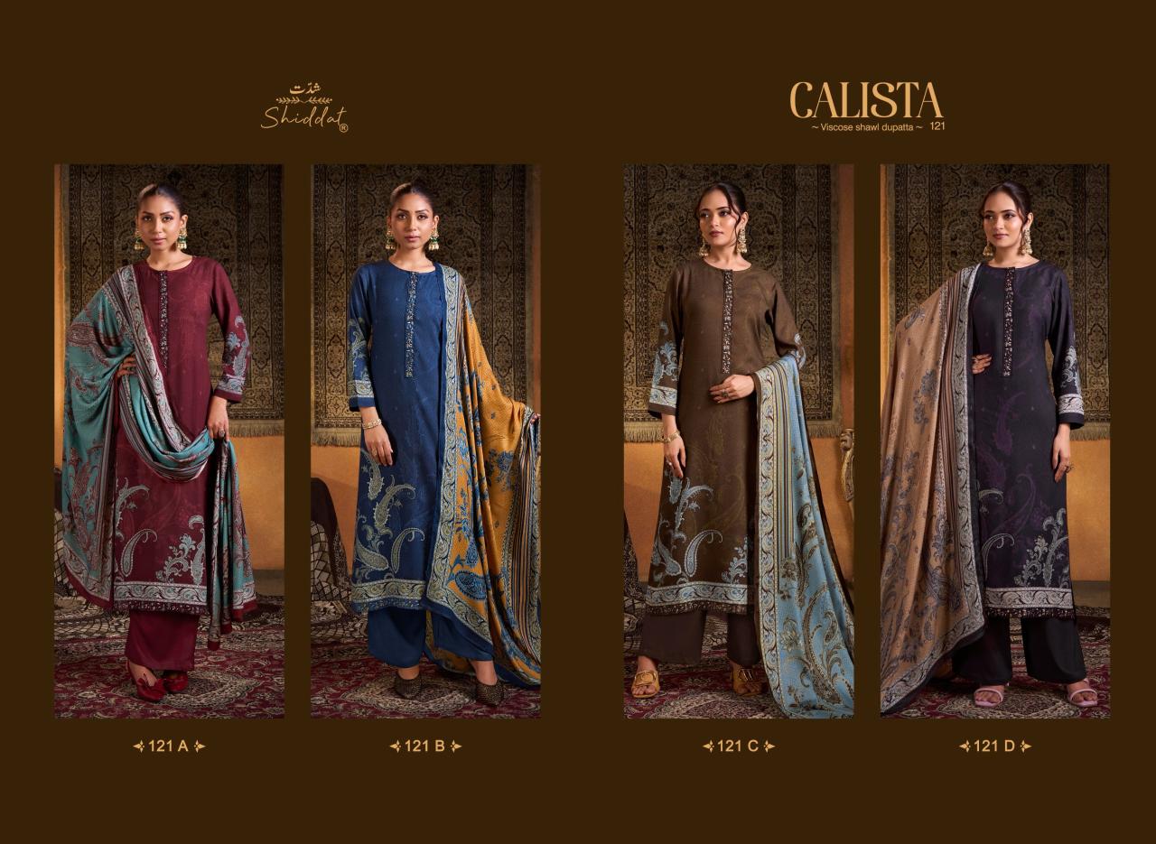 Shiddat Calista 121 catalog designer salwar kameez wholesale in kolkata