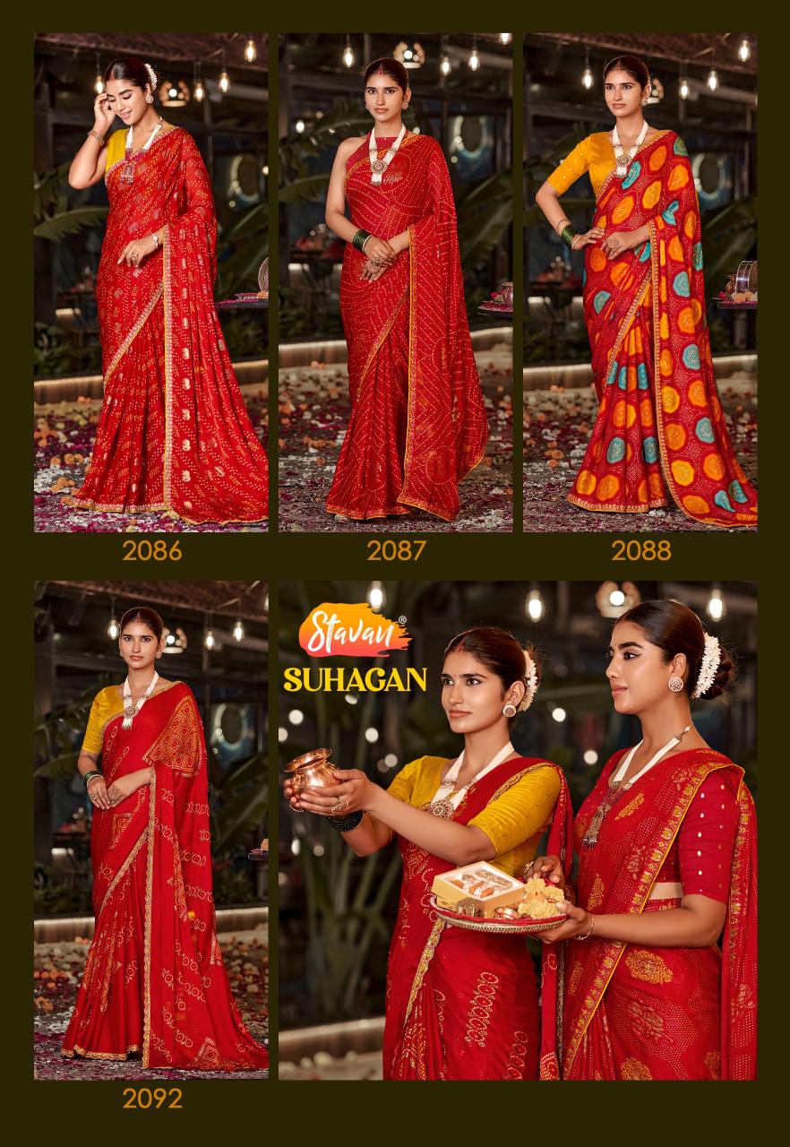 Stavan Suhagan catalog embroidery saree wholesale