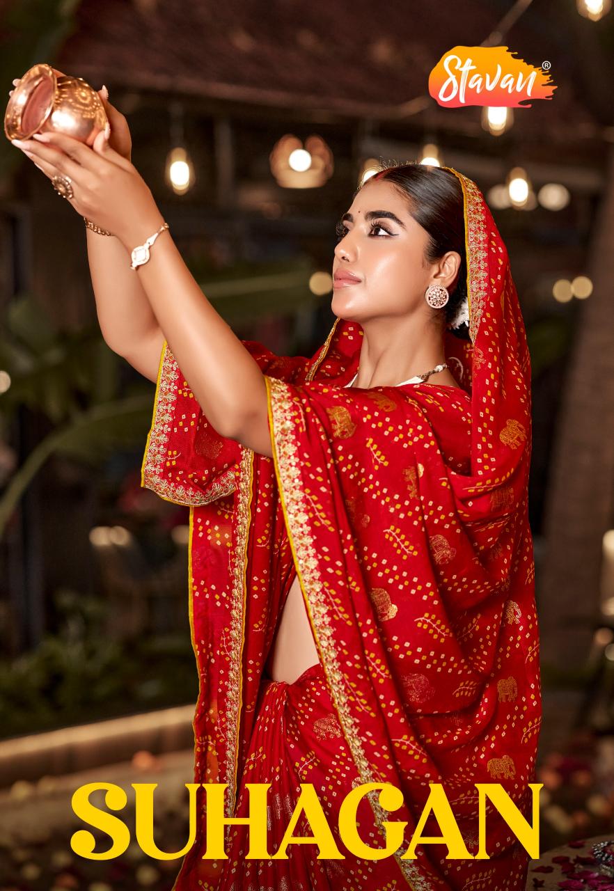 Stavan Suhagan catalog embroidery saree wholesale