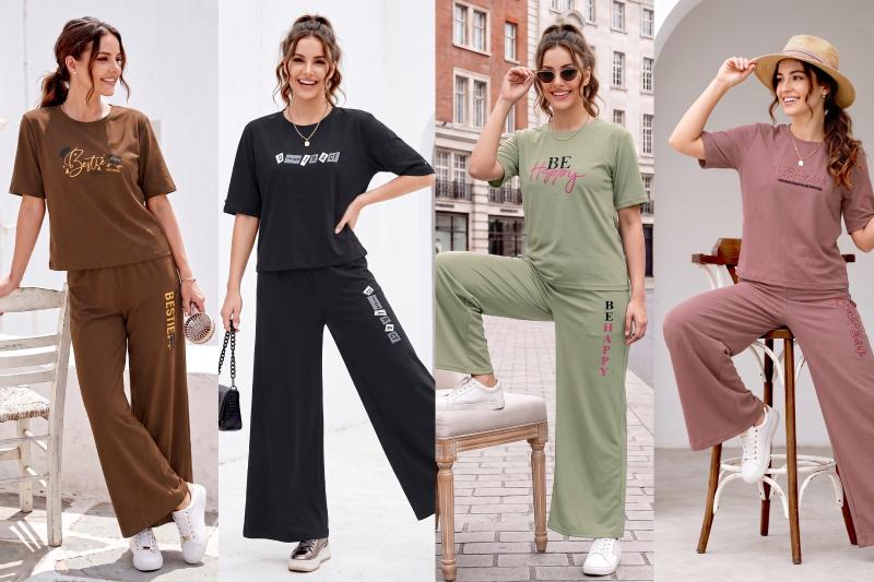 Summer Special Cord Set Vol JC 182 M catalog Plain Night Suits Full Plazo & Over Size T Shirt