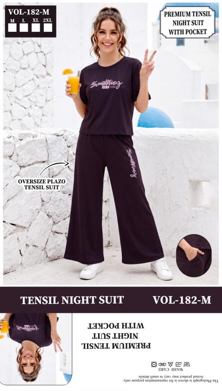 Summer Special Cord Set Vol JC 182 M catalog Plain Night Suits Full Plazo & Over Size T Shirt