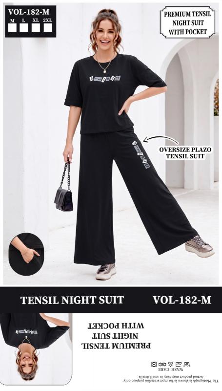 Summer Special Cord Set Vol JC 182 M catalog Plain Night Suits Full Plazo & Over Size T Shirt