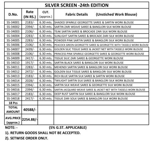 Tfh Silver Screen 24 catalog designer saree wholesale market in surat