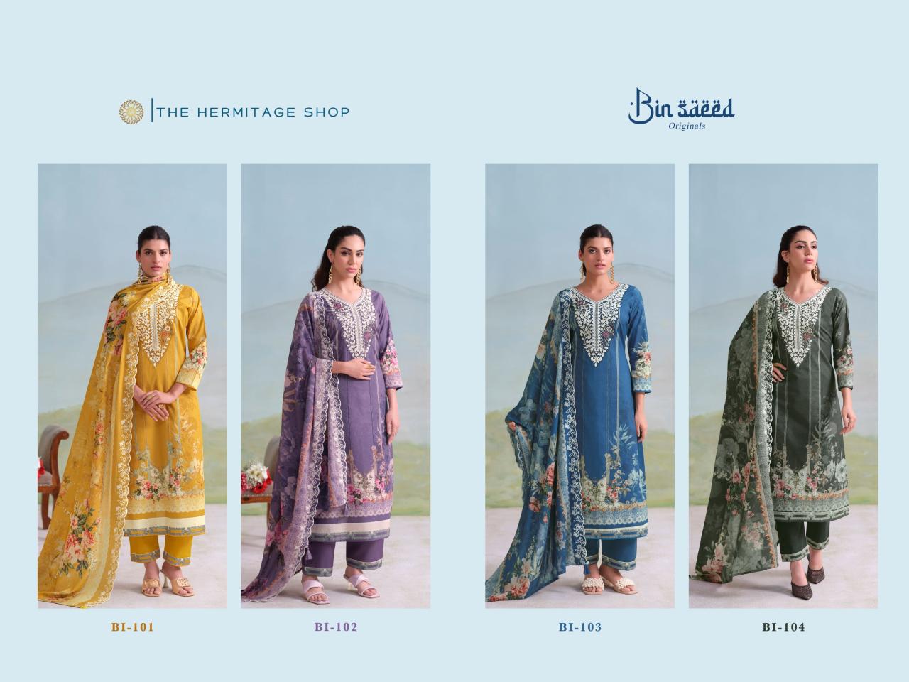 The Hermitage Shop Binsaeed Originals catalog unstitched salwar kameez wholesalers kolkata