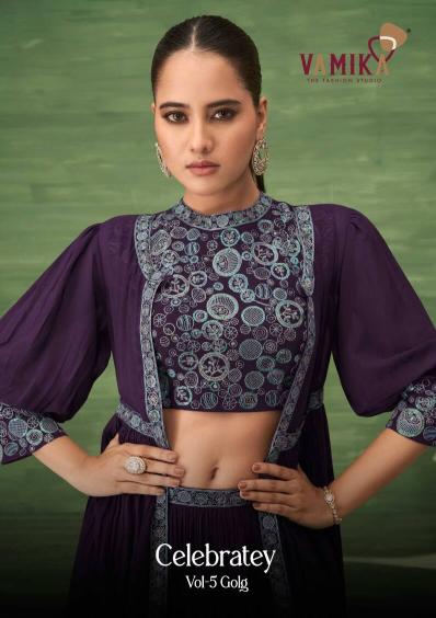 Vamika Celebrity Vol 5 Gold catalog lehenga wholesale in pondicherry