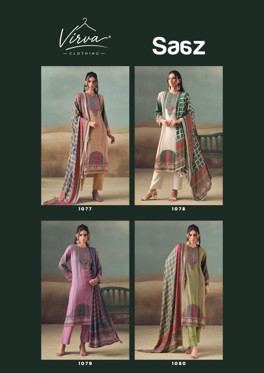 Virva Saaz catalog designer dress materials wholesale