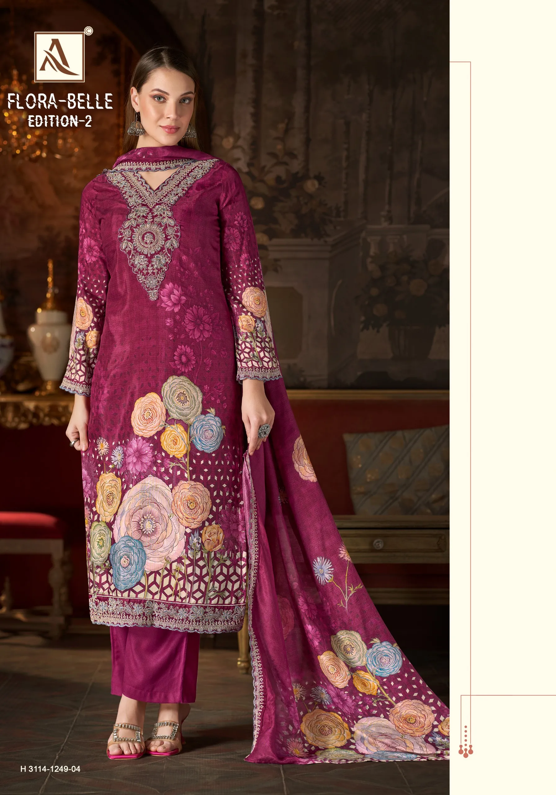 Alok Flora Belle vol 2 catalog wholesale ladies dress material in surat