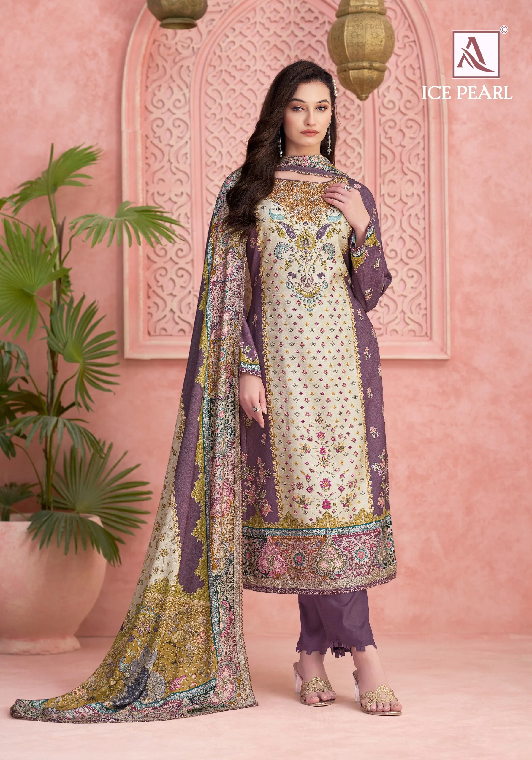 Alok Ice Pearl catalog wholesaler of dress material in baroda
