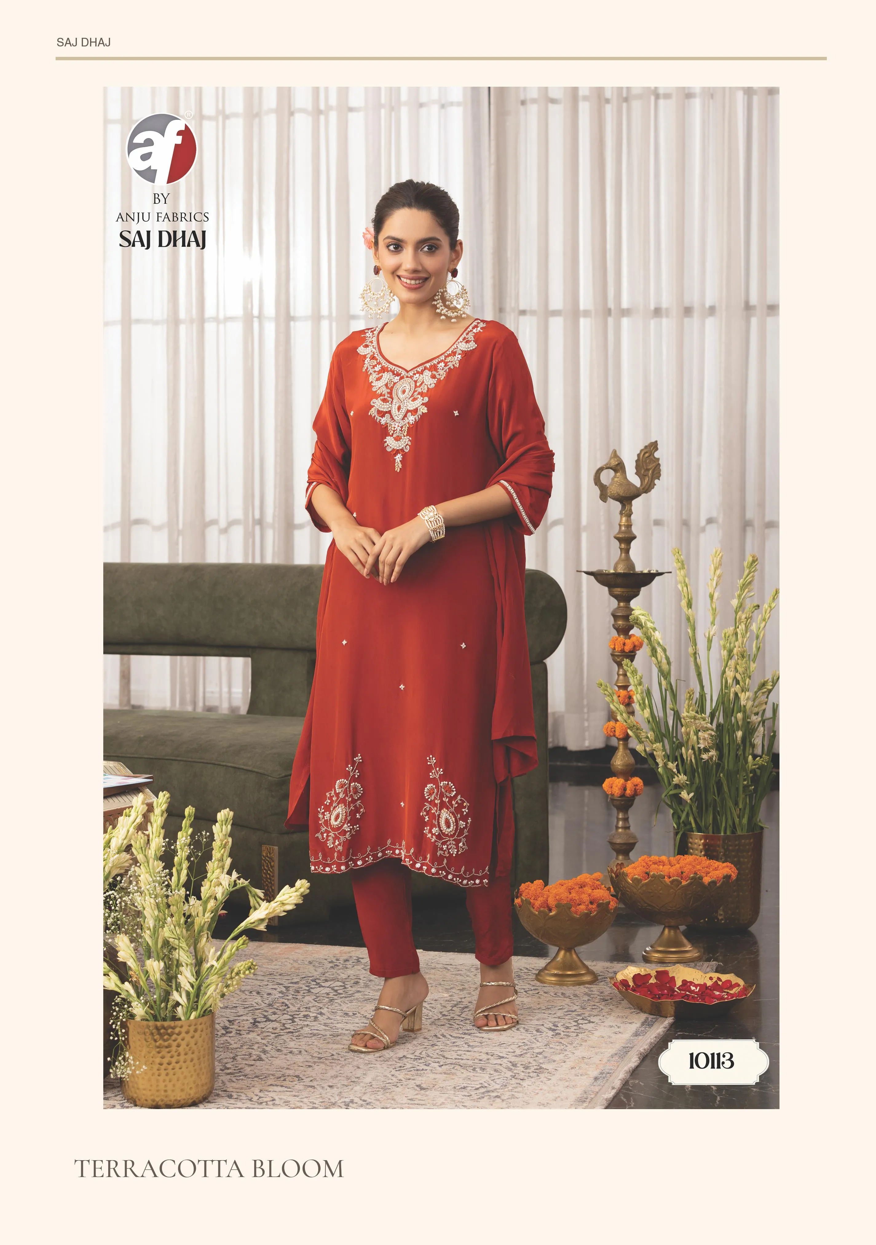 Anju Fabrics Saj Dhaj catalog kurti wholesale bazar