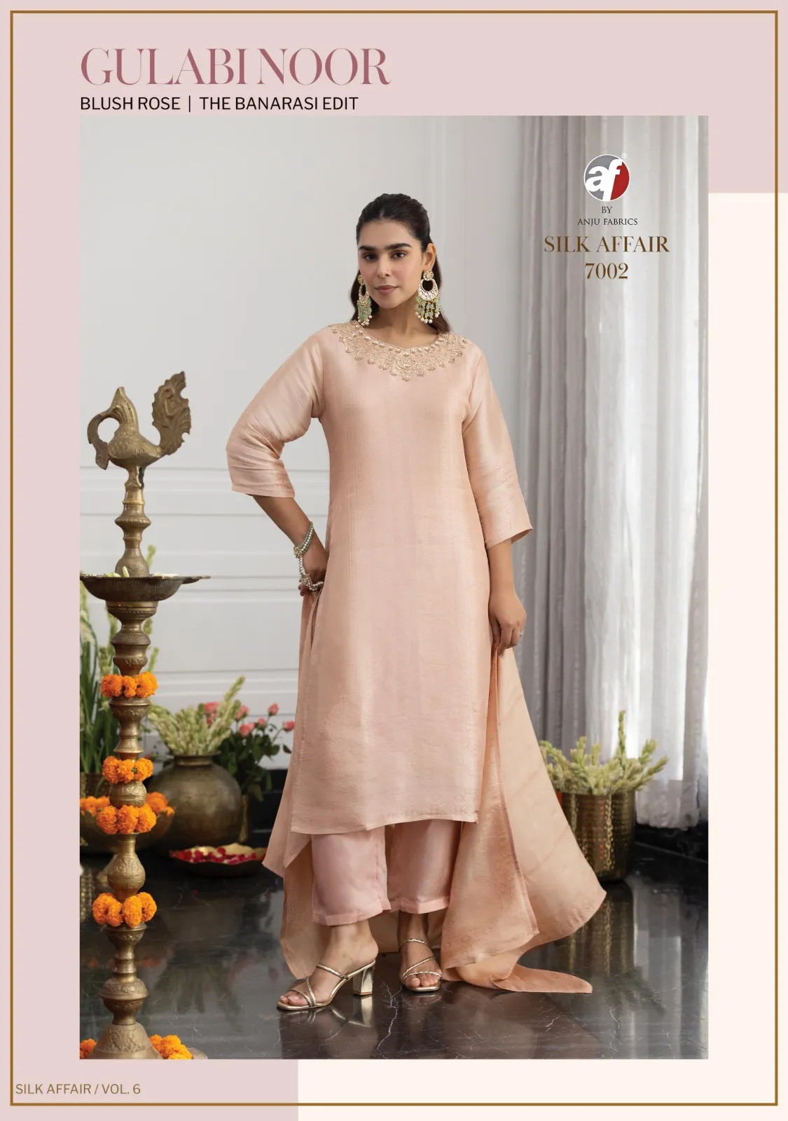 Anju Fabrics Silk Affair vol 6 catalog party wear kurtis wholesaler in delhi ncr