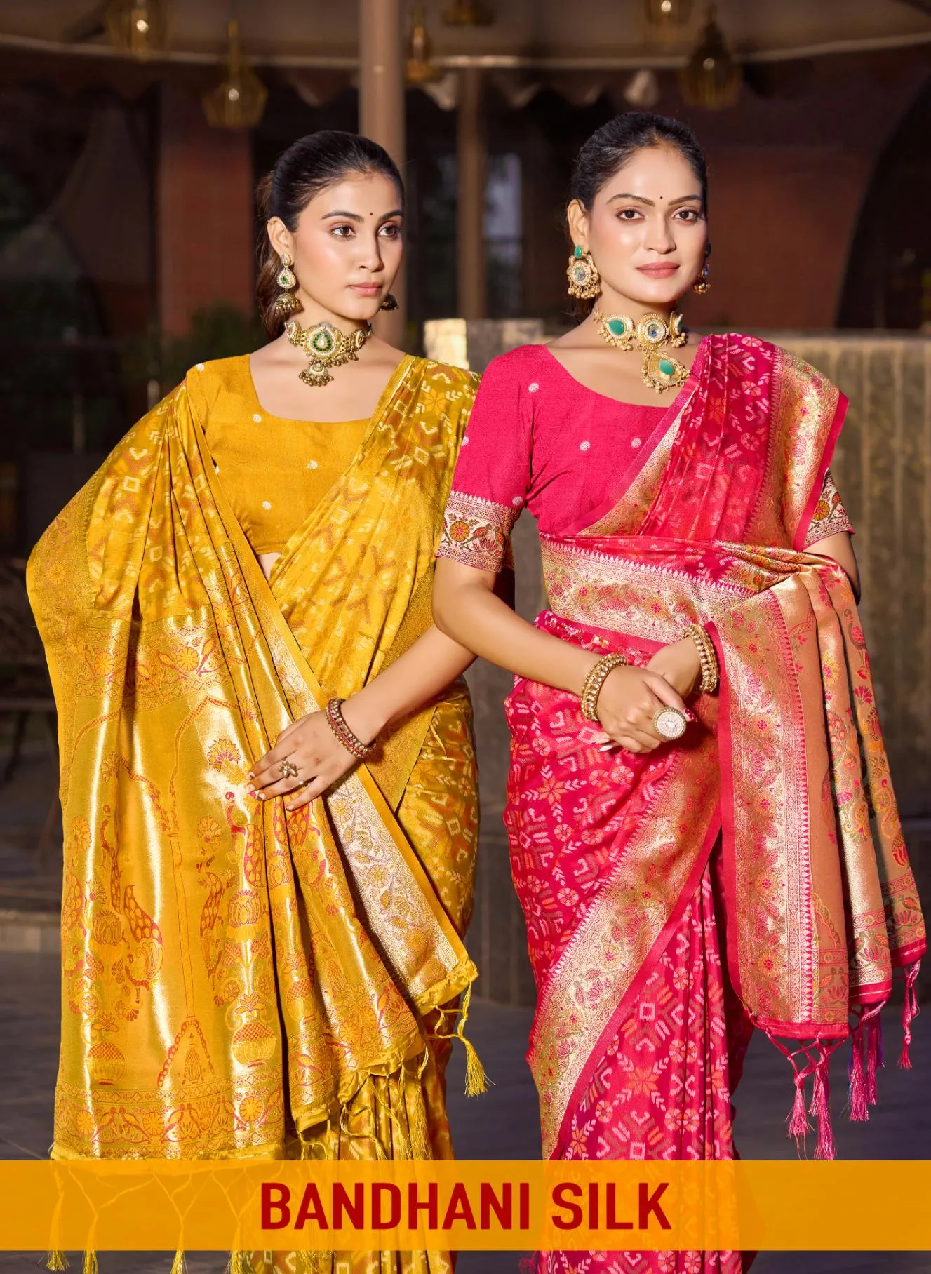 Bunawat - BANDHANI SILK Sangam Prints Soft Silk Woven Work Traditional Saree