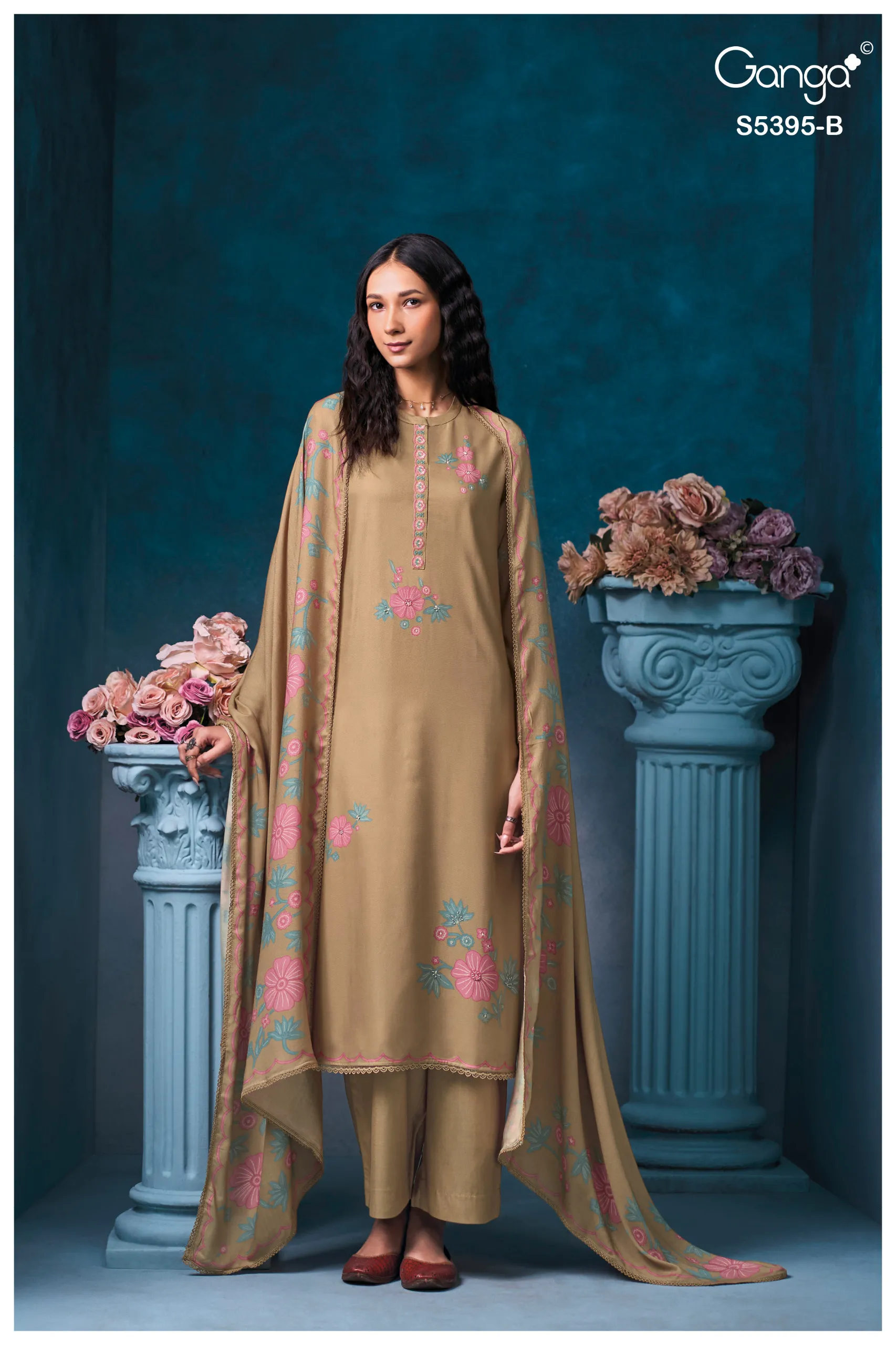 Ganga Fyrevia 5395 catalog wholesale salwar kameez market in kolkata