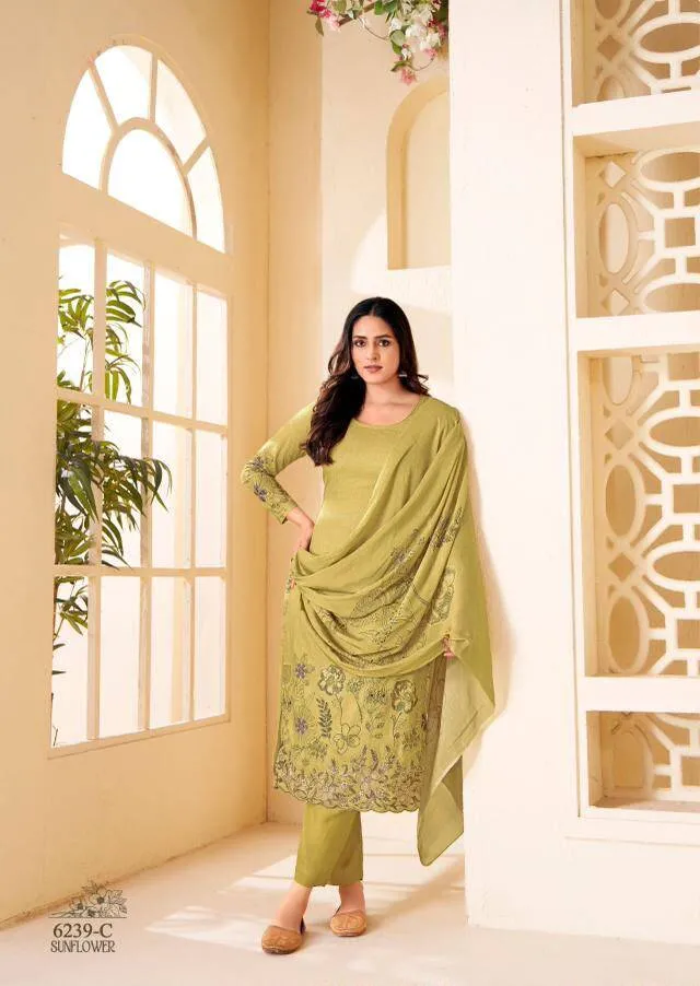 Glossy Simar Sunflower catalog wholesale unstitched salwar kameez material online india