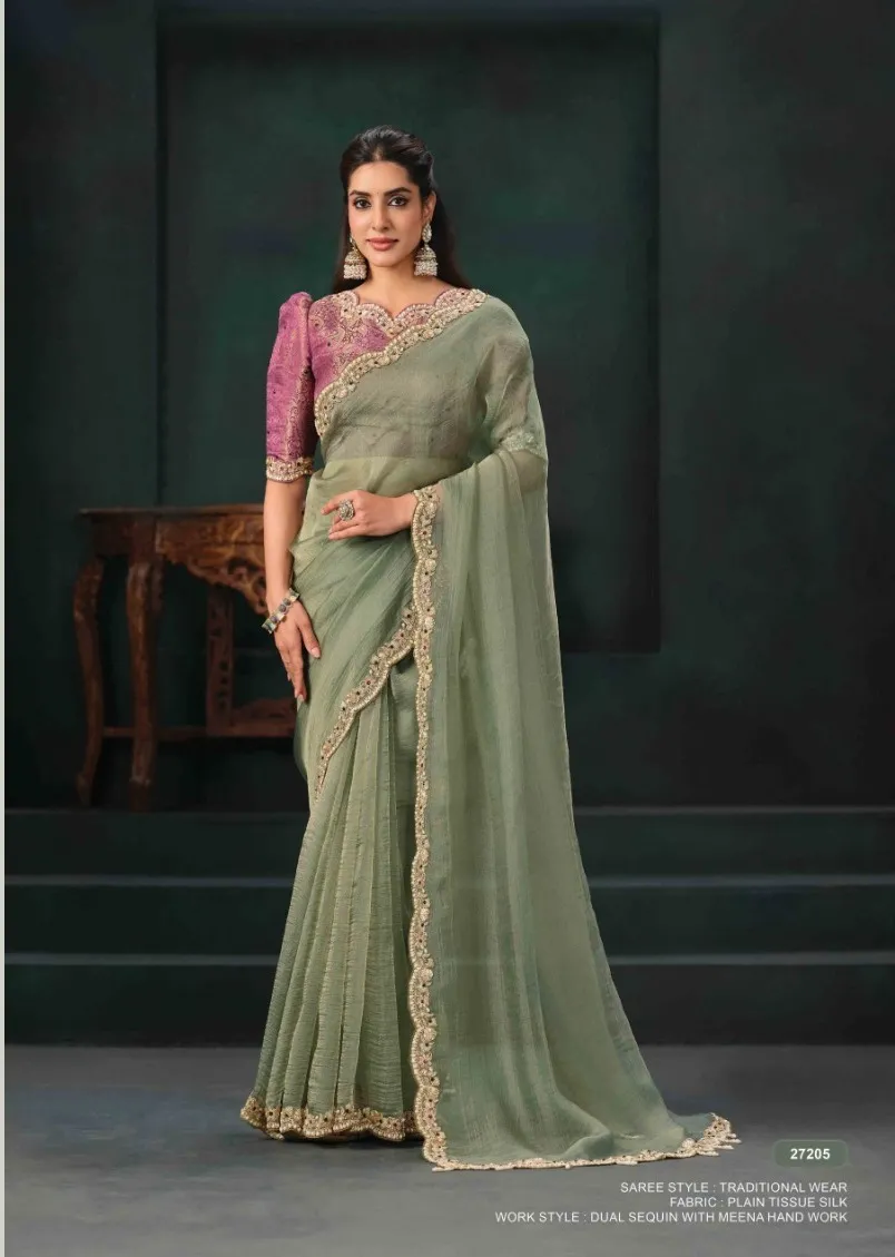 Mahotsav Mohmanthan 27200 Zaahira catalog saree blouse fabric wholesale