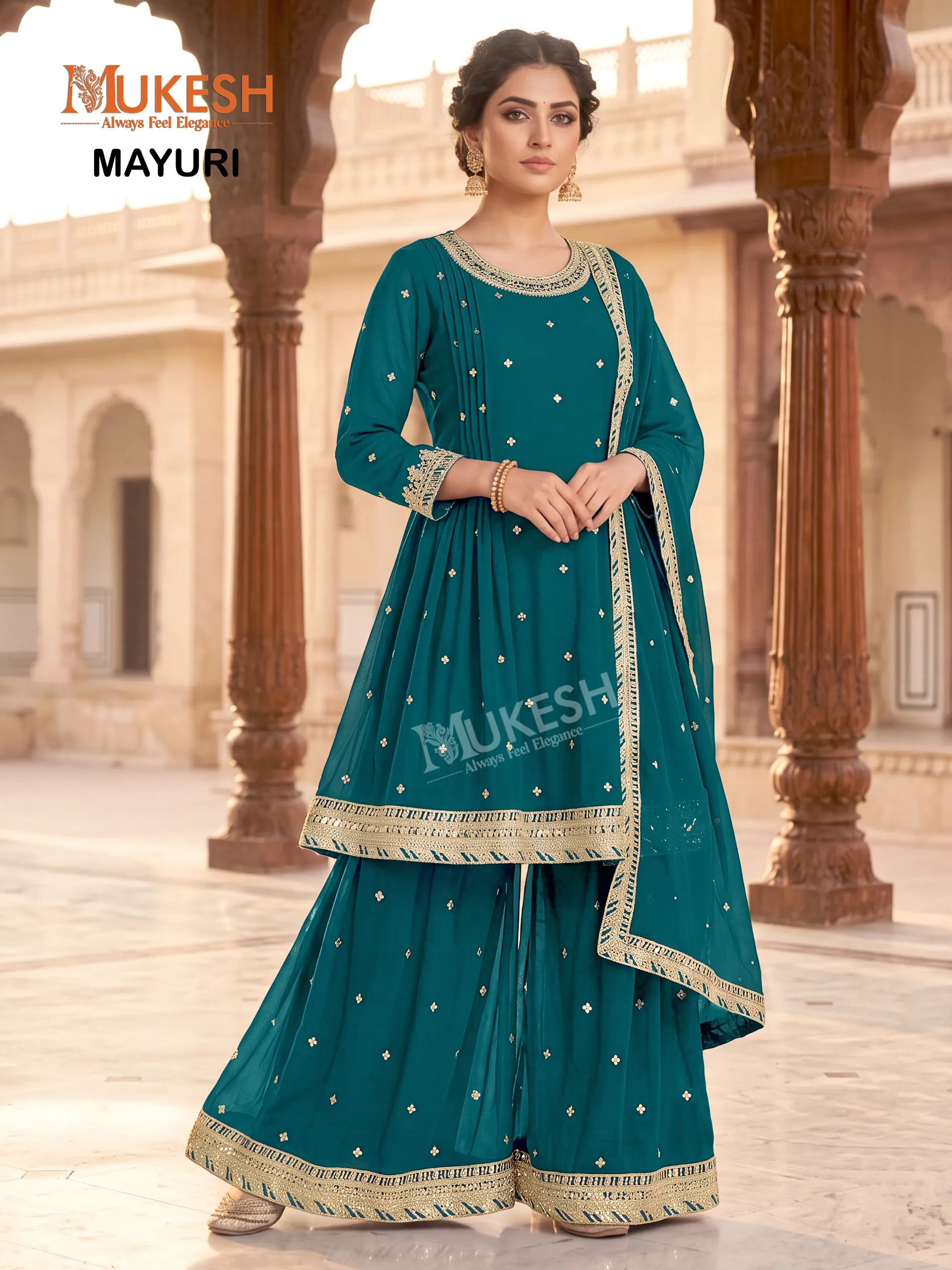 Mukesh Mayuri Catalog blue georgette kurtis wholesale