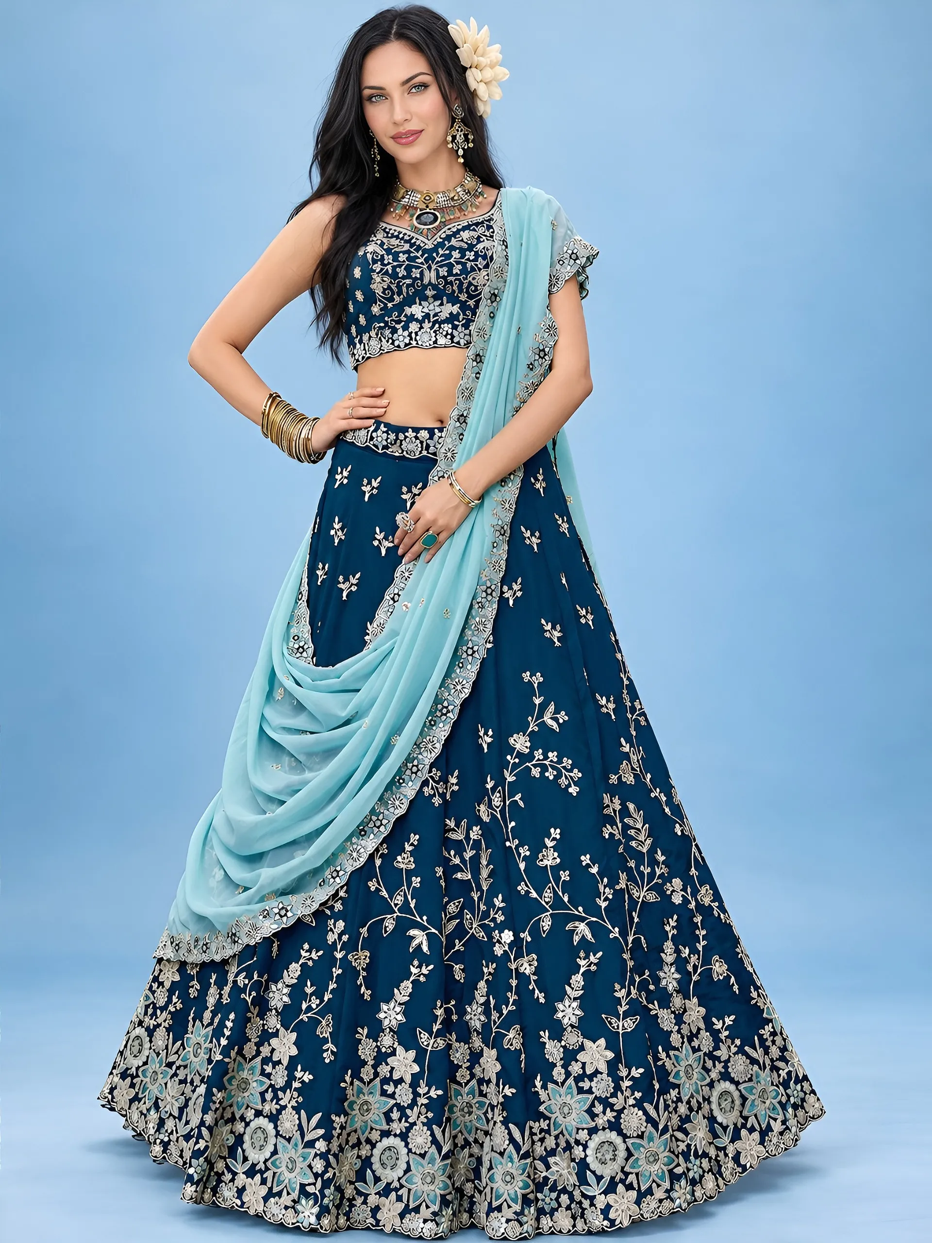 Sabella 5139 Blue catalog lehenga wedding dress wholesale