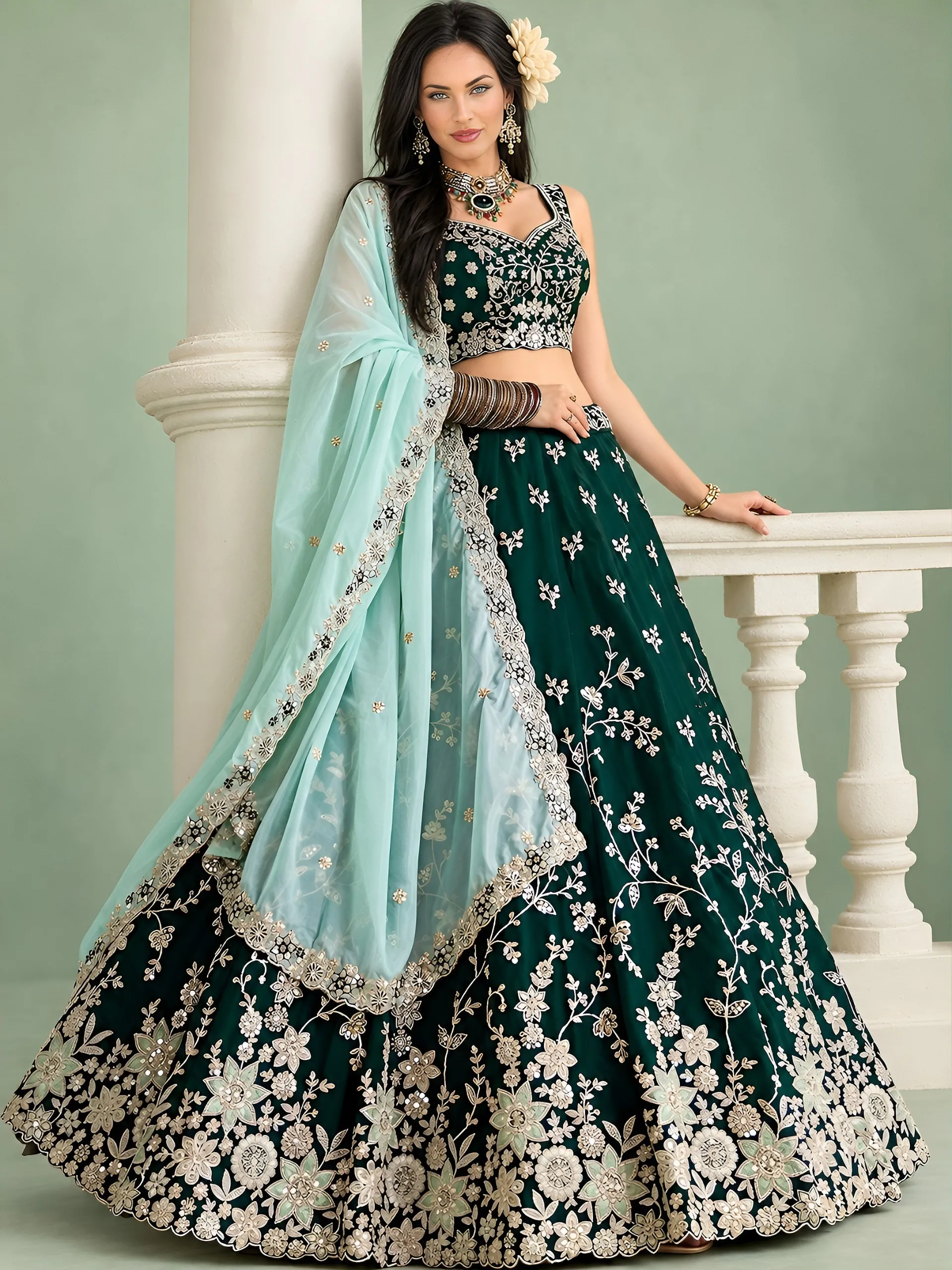 Sabella 5139 Green catalog lehenga wholesaler in guwahati