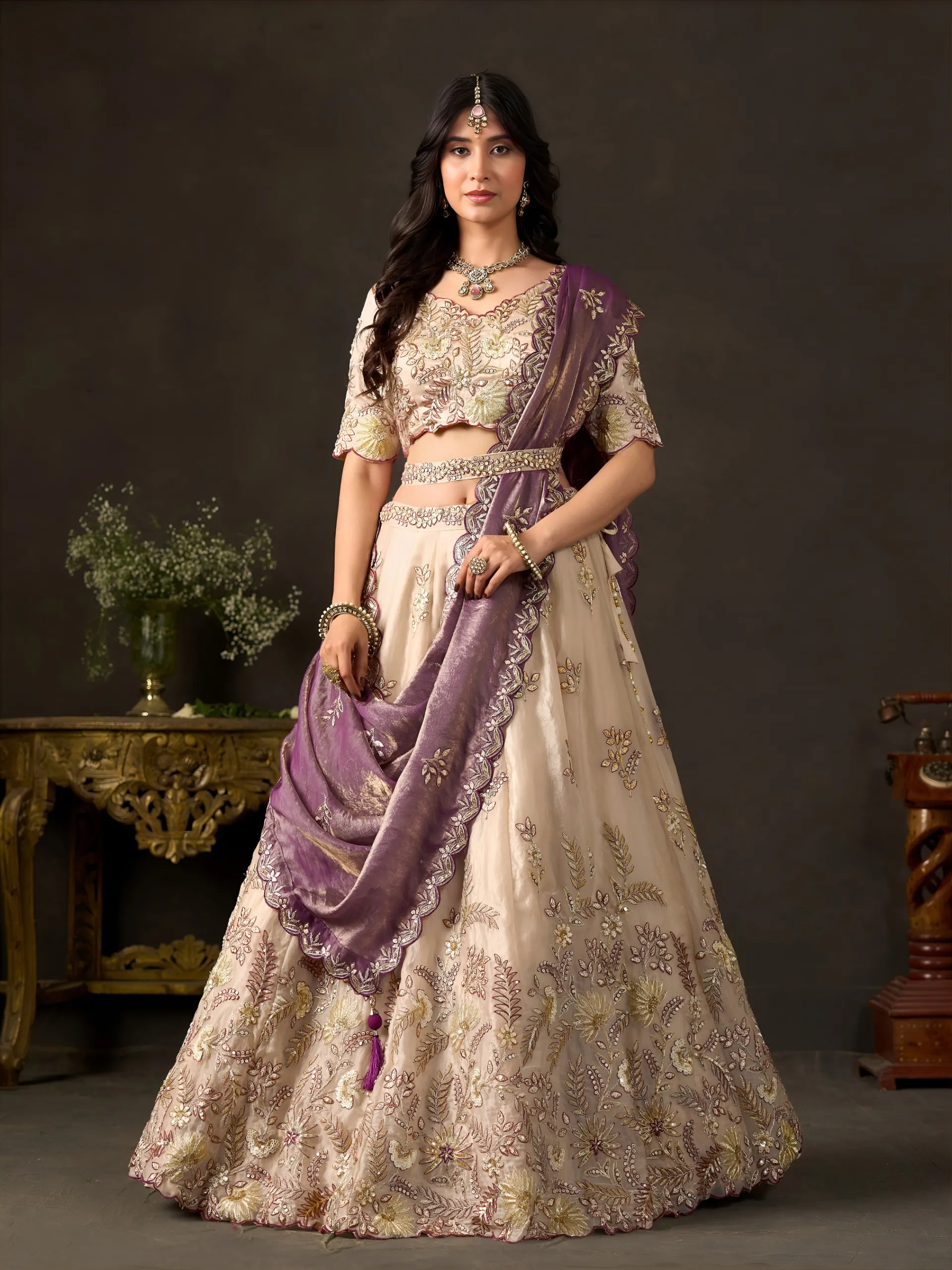 Sabella 6019 Purple Gold catalog bridal lehenga wholesale in delhi