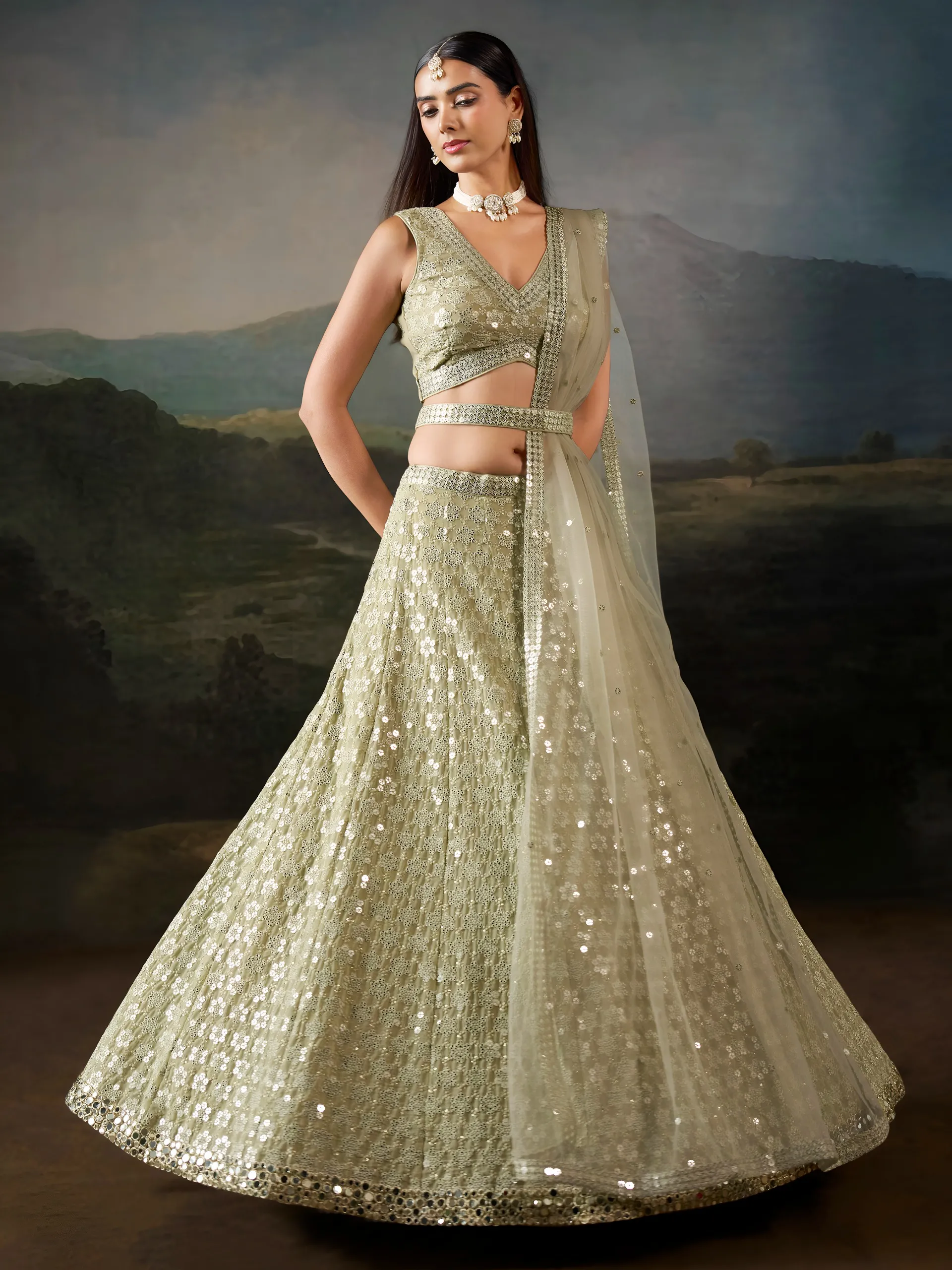Sabella 7087 Green catalog hyderabad wholesale lehengas