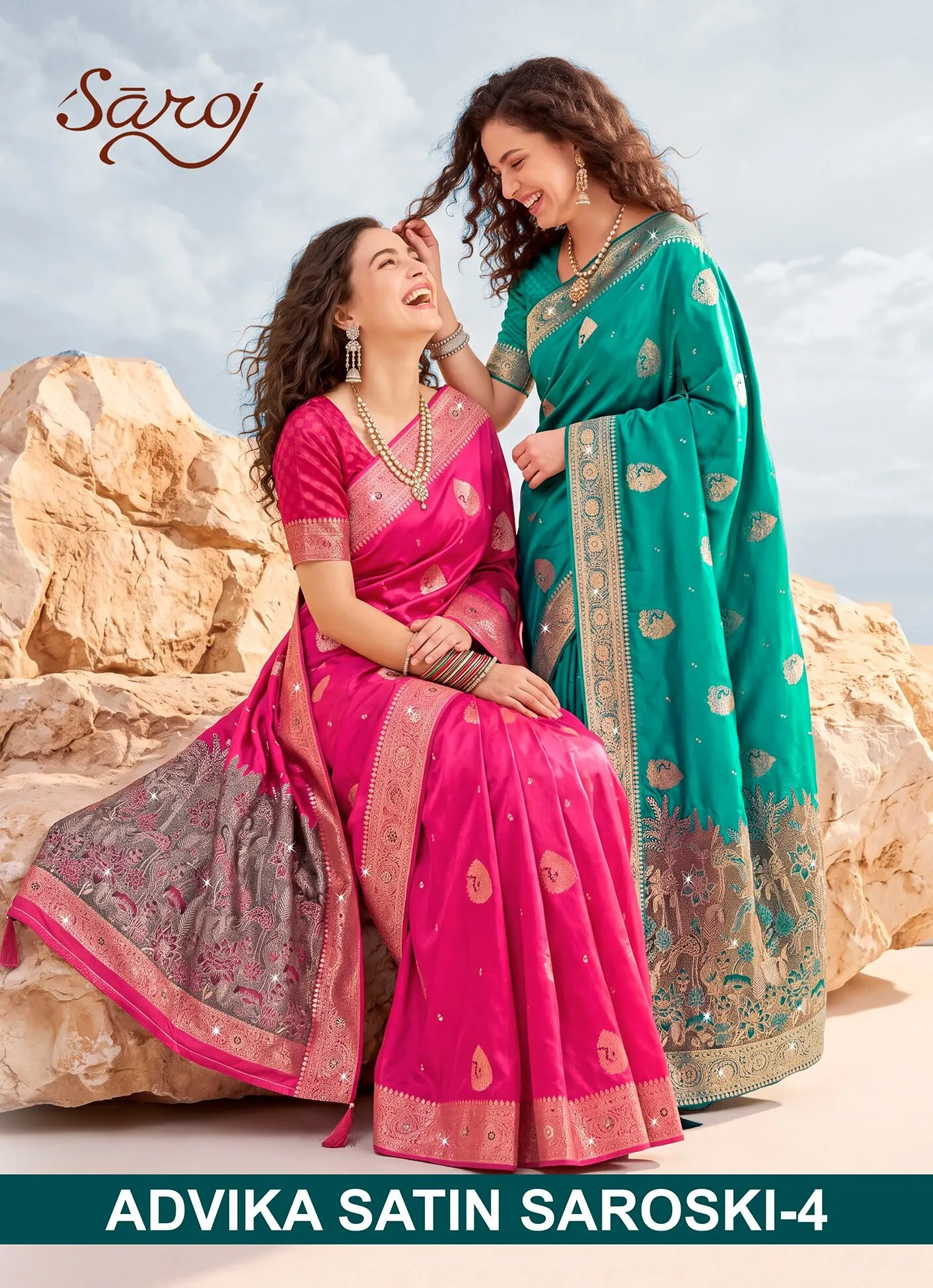Saroj Advika Satin saroski vol.4 satin silk saree in surat price wholesale