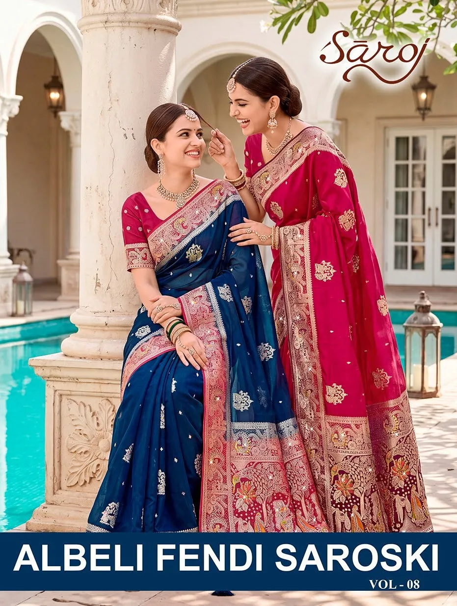 Saroj Albeli satin saroski vol.8 silk saree in surat price wholesale