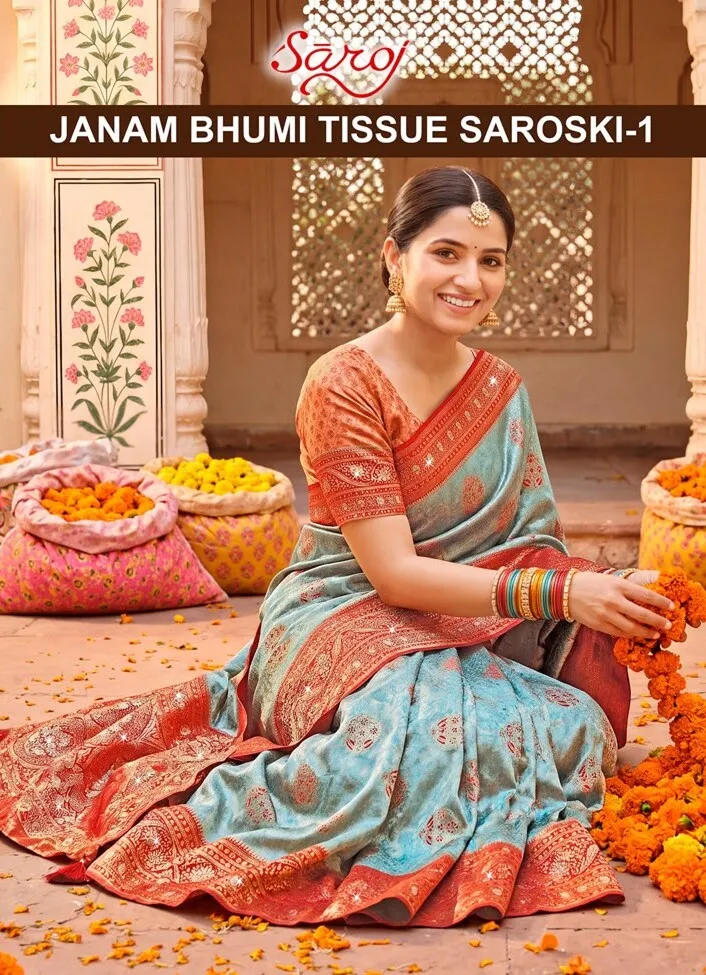 Saroj Janambhumi tissue saroski vol.1 silk saree in surat price wholesale