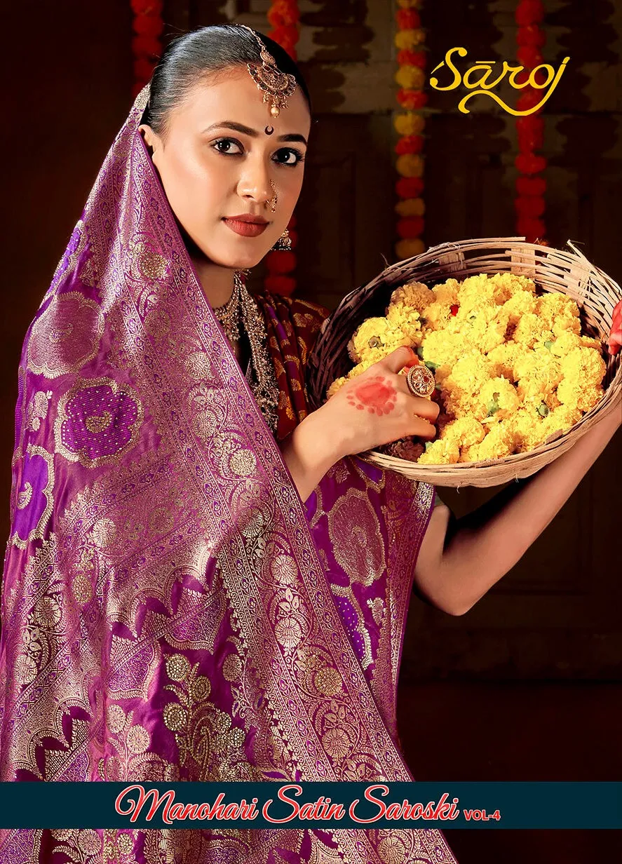 Saroj Manohari satin silk vol.4 satin silk saree in surat price wholesale