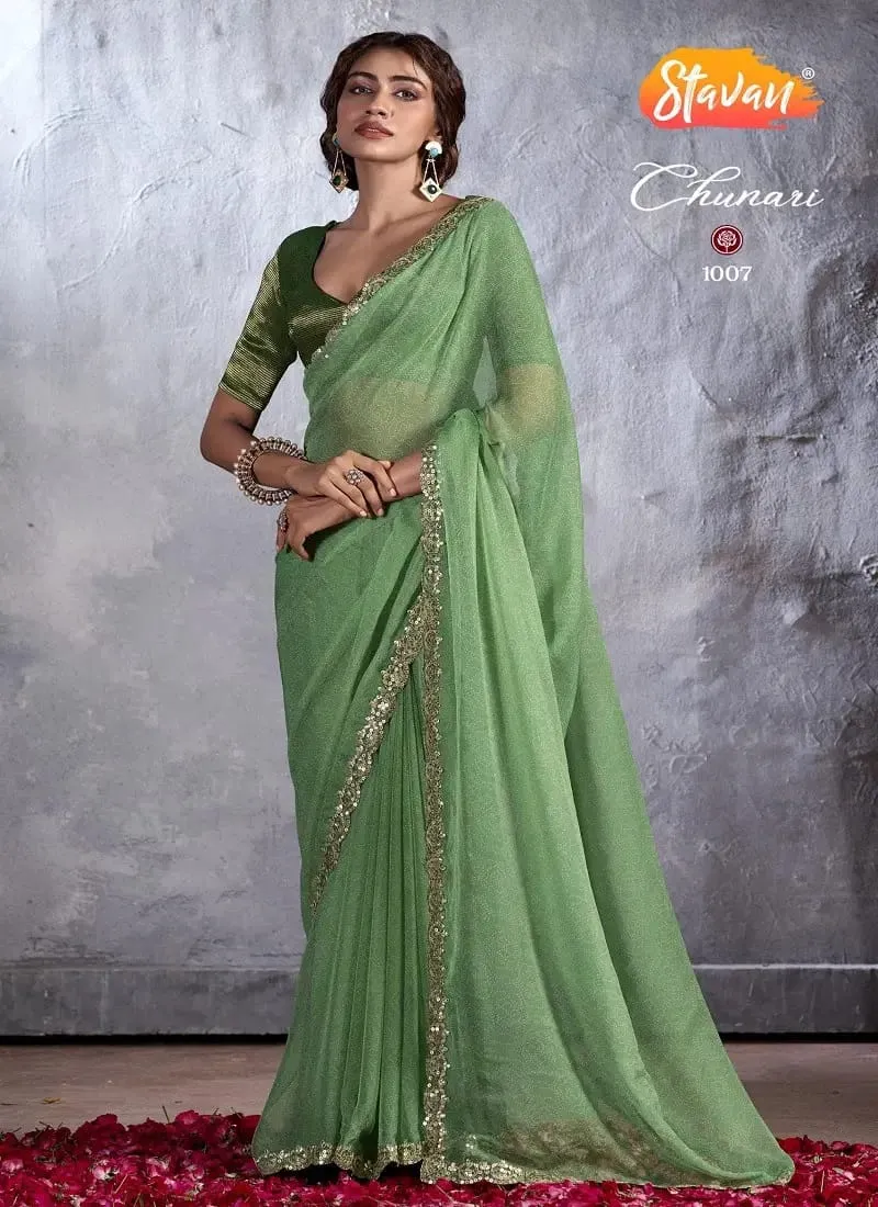 Stavan Chunari catalog plain chiffon sarees wholesale