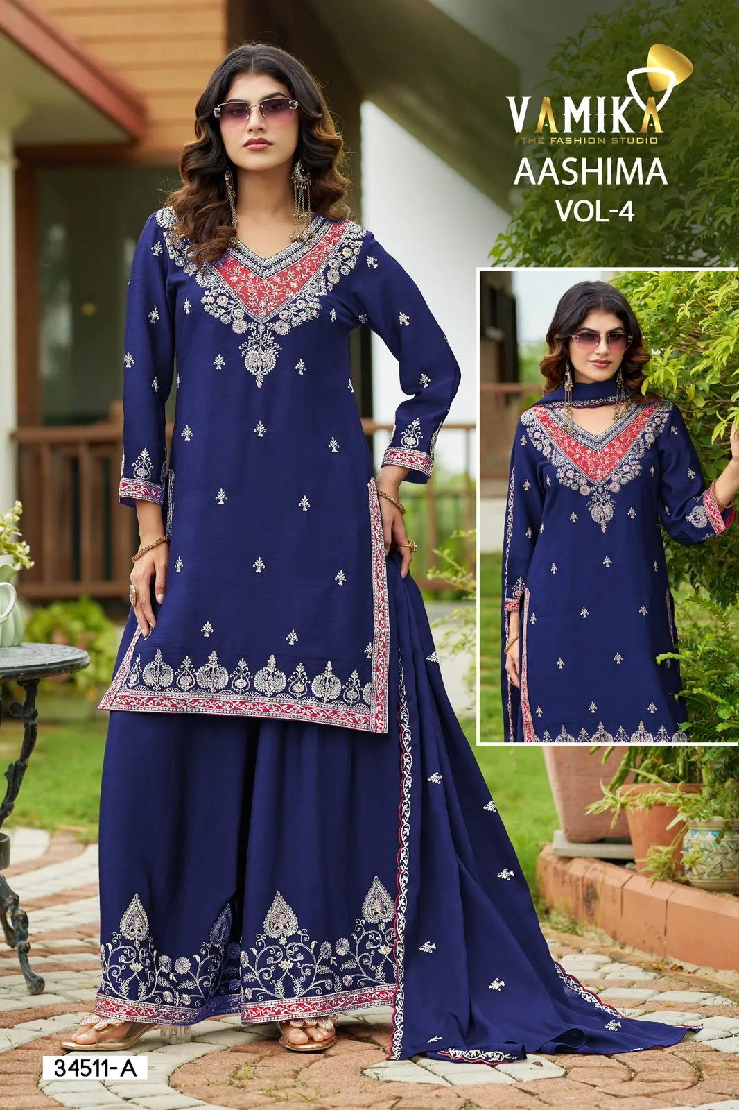 Vamika Ashima Vol 4 (D.NO.34511A to 34511D) catalog bapu market wholesale kurti market jaipur